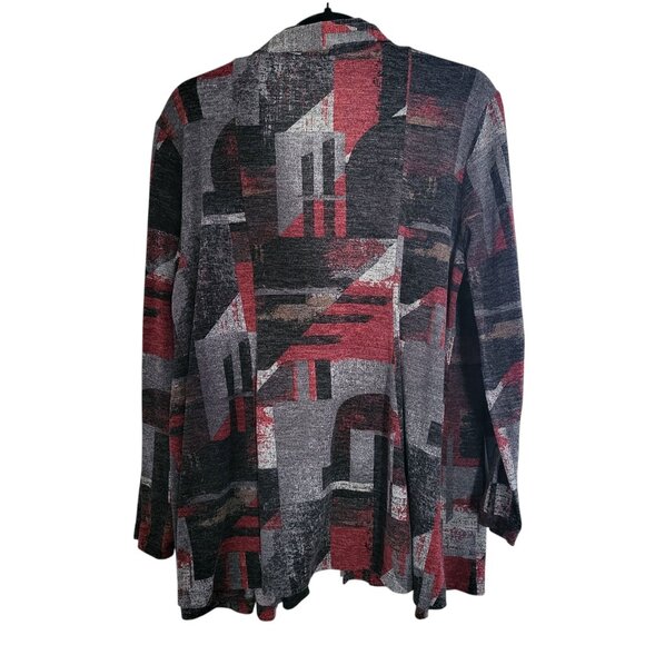 SOUTHERN LADY | Open Front Multi-Color Geo Print Casual Cardigan - Picture 3 of 6